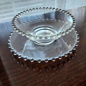Imperial Glass Candlewick 8oz Bowl & Underplate mayonaise dip condiment serving